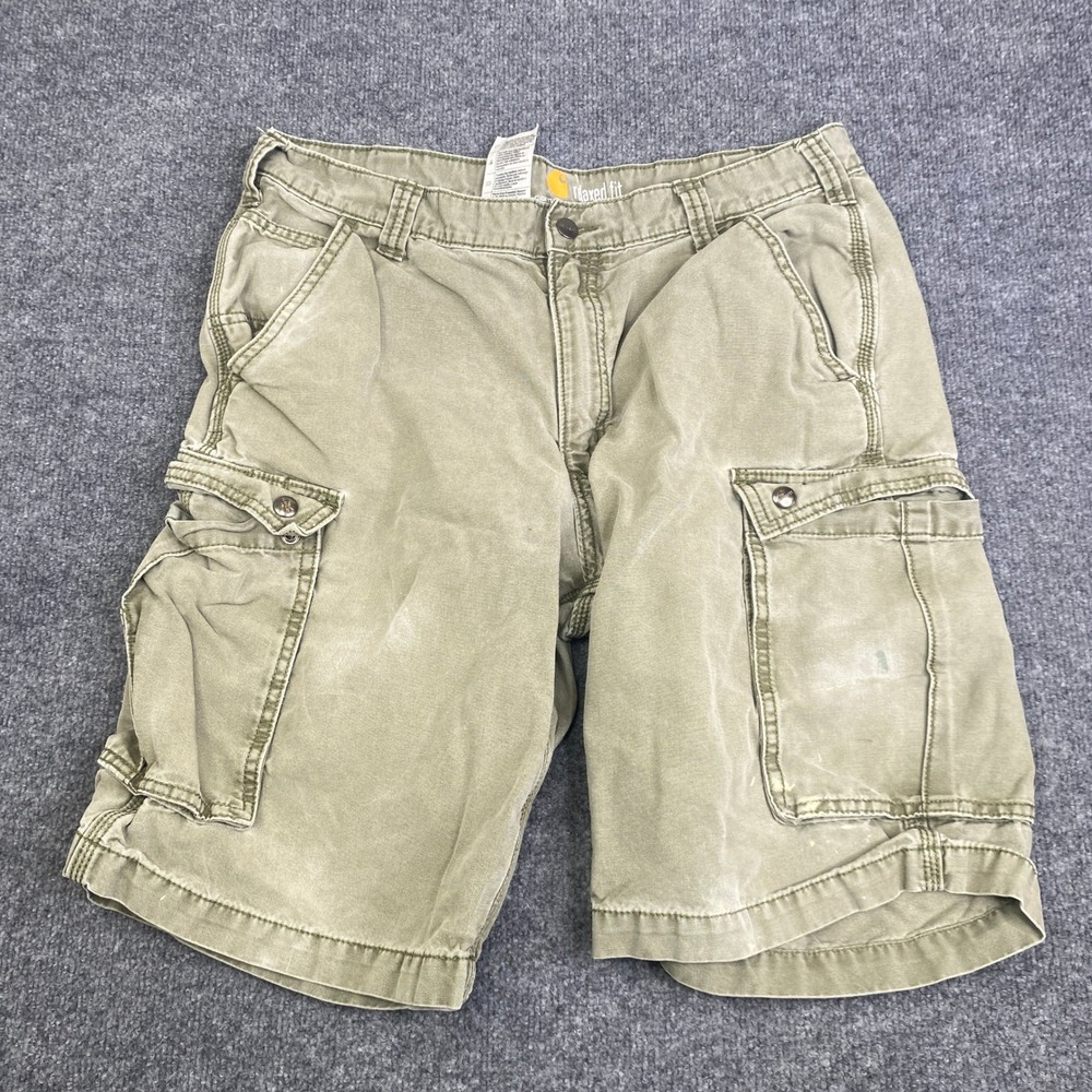 Carhartt Mens Relaxed Fit Cargo Shorts Olive Green Cotton Canvas 100277